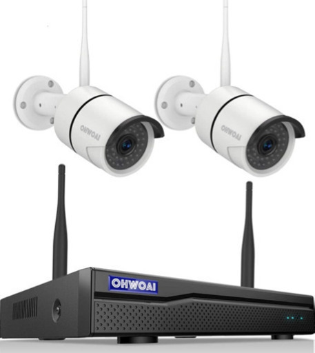 【新品未使用】最新WIFI強化版 ワイヤレス防犯カメラセット 2台1080P 高画質 IP67防水防塵 暗視撮影 遠隔操作 モーション検知 屋内屋外対応 増設自由 最新圧縮技術