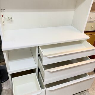 近隣送料無料★大川家具 ソフトクローズ キッチンボード メシア 食器棚/レンジボード/白 鏡面仕上げ★買取帝国 志木店