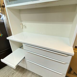 近隣送料無料★大川家具 ソフトクローズ キッチンボード メシア 食器棚/レンジボード/白 鏡面仕上げ★買取帝国 志木店
