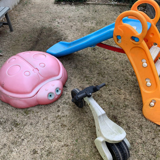 幼児用　お庭遊具セット（砂場・滑り台・バイク）