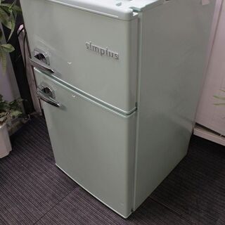 R2713)  中古レトロスタイル　冷蔵庫85L/電子レンジ/トースター　ミントカラー　ライトグリーン3点セット　自社配送エリア限定 家電セット 店頭取引大歓迎♪