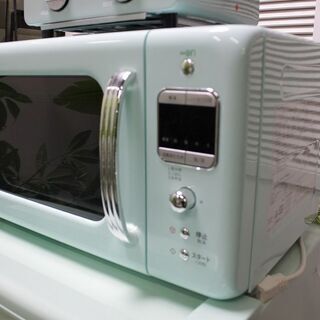 R2713)  中古レトロスタイル　冷蔵庫85L/電子レンジ/トースター　ミントカラー　ライトグリーン3点セット　自社配送エリア限定 家電セット 店頭取引大歓迎♪