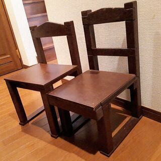 木製手作り子ども用椅子2脚　座面の高さ28㎝と32.3㎝