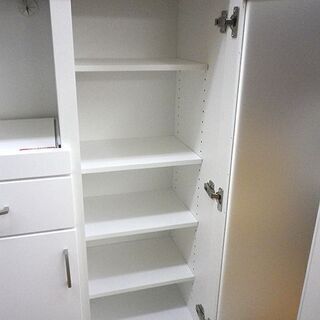 ミドルレンジボード 80×40×115cm エナメル調 ホワイト キッチンボード 