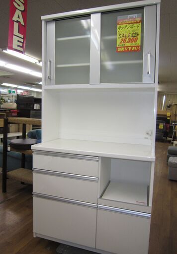 R071 国産 泉洋化工製 キッチンボード、食器棚、幅89cm 美品