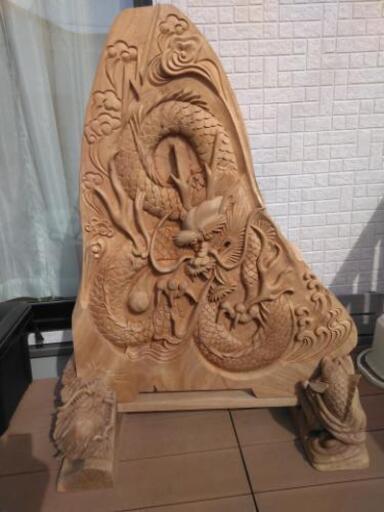 龍 木彫 衝立 欅一枚板 - 岡山県の家具