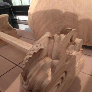 龍　木彫　衝立　欅一枚板