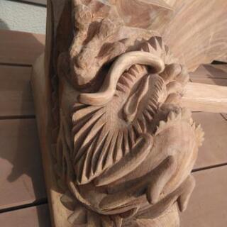 龍　木彫　衝立　欅一枚板