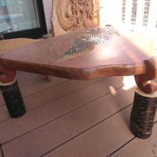 鳳凰　座卓　欅一枚板