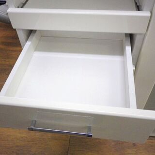 ミドルレンジボード 119×40×115cm エナメル調 ホワイト キッチンボード