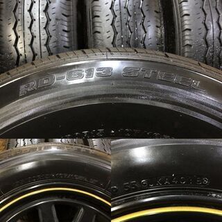 【BS RD-613 195/80R15 107/105L LT】夏タイヤ【KYOHO 弐百式 イエローリムストライプ 15インチ 6J6HPCD139.7+33】　(VTH368) クレジットカード QR決済可能