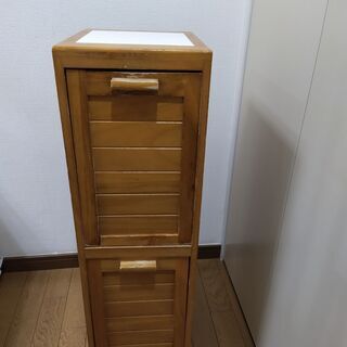 【ネット決済】木製　分別ダストボックス　ゴミ箱　二段　キッチン
