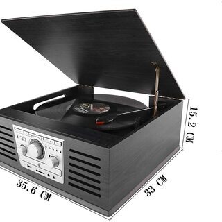 レコードプレーヤーBluetoothステレオスピーカーFMラジオ CD MP3