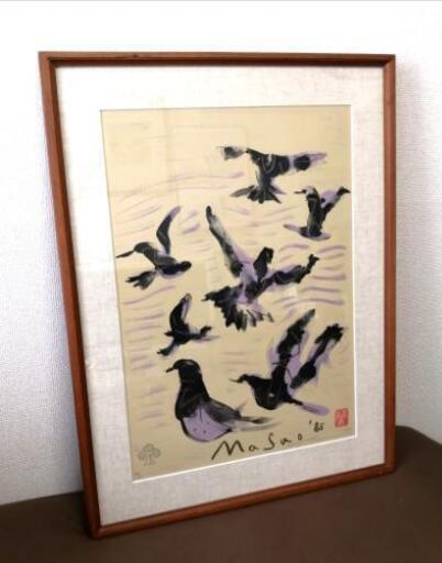 1985池田満寿夫☆善光寺・鳩リトグラフ 肉筆サイン有り