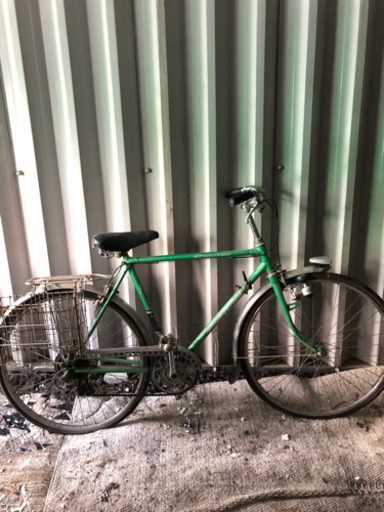 ブリヂストン レトロな自転車 グリーン OLD カゴ折りたたみ ランドナー 