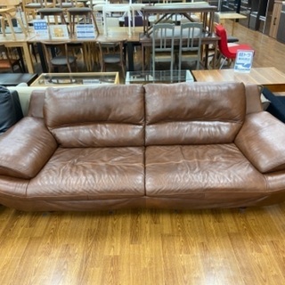 【トレファク南浦和】2人掛けソファー　ブラウン　オットマン付き
