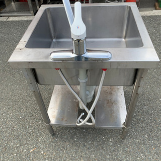 ☆中古品　1槽シンク　蛇口付き　690x600x800mm☆