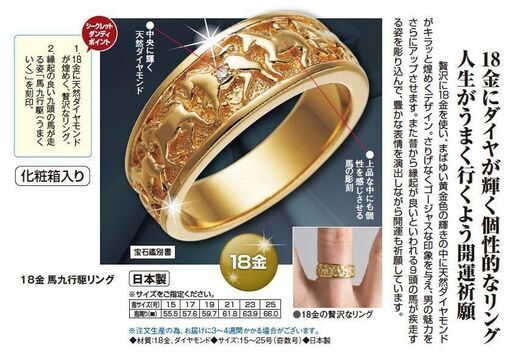 (【 18金　】にダイヤが輝く個性的なリング 人生がうまく行くよう開運祈願　【１８K】　天然ダイヤモンド