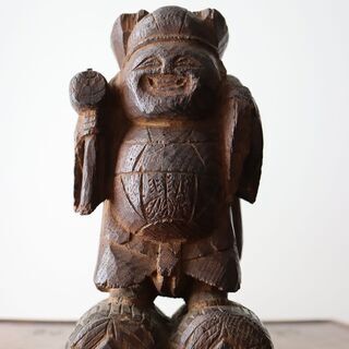 【専用】◆古民芸◆木造 恵比寿/大黒天◆江戸期 木彫恵比寿大黒 / Wooden Statues of Ebisu & Daikoku - OKURA