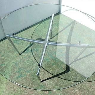 山口)下松市より ADAL(アダル) ガラステーブル リンクローテーブル LAL-120 W120×H38cm クリアガラス15mm厚 BIZHB17H