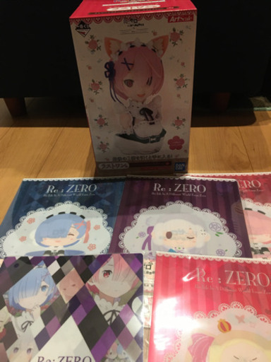 一番くじ Re:ゼロから始める異世界生活 ラストワン賞 ラム アートスケール フィギュア レム エミリア ベアトリス　クリアファイル付き