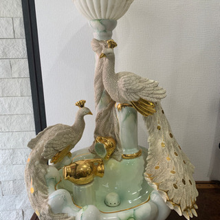 基本引取り限定！ 逸品 イタリア製 オブジェ 噴水 ランプ 孔雀