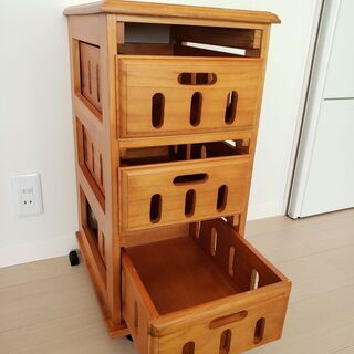 野菜ストッカー 木製 キャスター付き キッチンワゴン おしゃれ 3段 ちょこび 足利の収納家具の中古あげます 譲ります ジモティーで不用品の処分
