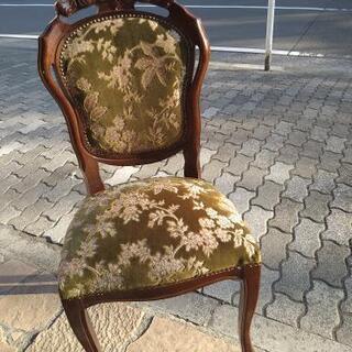【ネット決済】椅子　イタリア製　花柄模様グリーン
