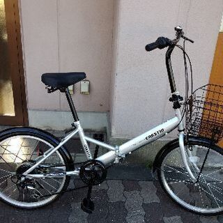 折りたたみ自転車 CRESTIO 20吋折り畳み自転車 外装6段/シルバーxブラック