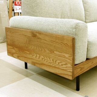 札幌市/清田区 unico/ウニコ TREL/トレル カバーリングソファ 3シーター ベージュ系 ウッドフレーム+アイアン素材