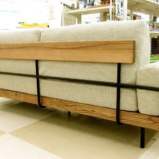 札幌市/清田区 unico/ウニコ TREL/トレル カバーリングソファ 3シーター ベージュ系 ウッドフレーム+アイアン素材