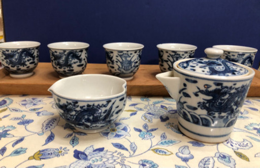 九谷焼　玉露茶碗セット+盆