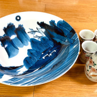 【ネット決済】伊万里焼の大皿と九谷焼の日本酒セット