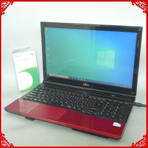 送料無料 新品SSD240GB 1台限定 中古良品 15.6型 富士通 AH42/J ノートパソコン Pentium 4GB DVDマルチ 無線 カメラ Win10 Office レッド