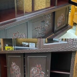 商談中【清掃＆メンテ済】鎌倉彫　茶箪笥　水屋　和家具　工芸家具　サイドボード　カップボード