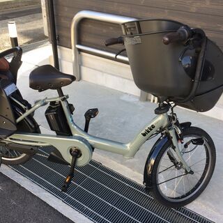 地域限定送料無料　ブリヂストン　ビッケポーラー　新基準　三人乗り　子供乗せ　15,4AH　薄緑　ギュットミニ　キッスミニ　神戸市　電動自転車