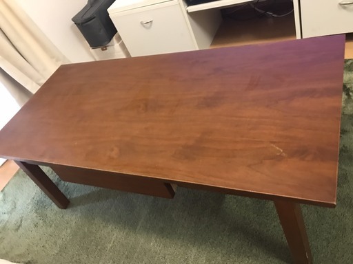 無印良品 ウォールナット無垢材 引出し付ローテーブル シンプル - 座卓