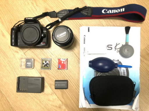 良品Canon キャノン EOS kiss Digital Nレンズキット+CF.カード、CFアダプター、Micro SDアダプター、カメラ掃除セット