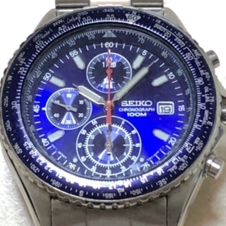 美品　SEIKO腕時計CHRONOGRAPH 100M防水　ブルー