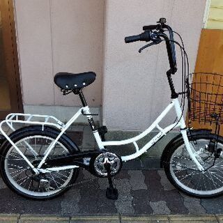 20吋 カマキリハンドルのコンパクト自転車 外装6段/ホワイトｘブラック