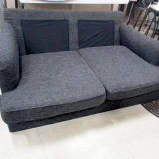 ◇2人掛けソファ 黒 幅160cm ニトリ 背もたれ取り外し可 クッション