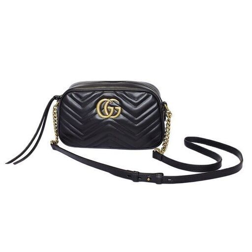 グッチ GUCCI キルティング スモール ショルダーバッグ レディース 447632 DTD1T 1000 GGマーモント ブラック BLACK NERO アンティークゴールド