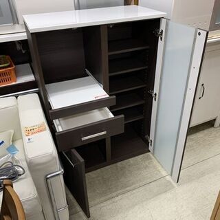 ニトリ キッチンカウンター 幅80cm ブラウン レンジボード キッチン 