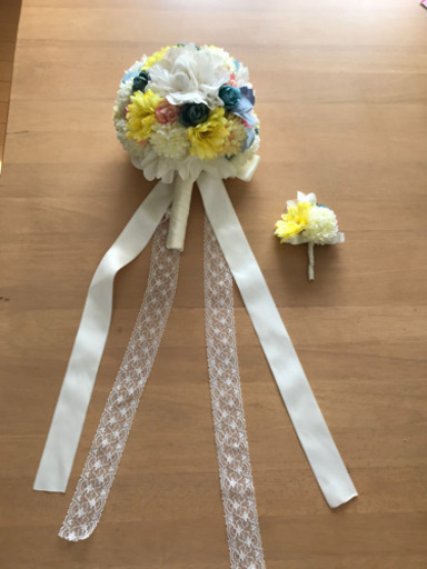 美品　特注　結婚式　ウェディングブーケ　ブートニア