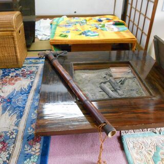 特注高級　囲炉裏　テーブル　座卓　団欒　自在鉤付き