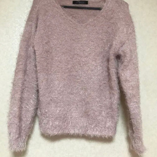 シャギーニット セーター カラー　くすみピンク Mサイズ