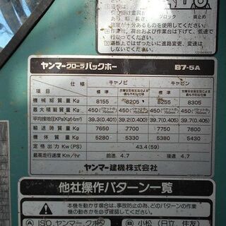 ヤンマー油圧ショベル B7-5Aクレーン仕様