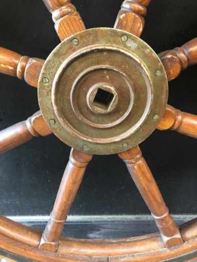 値下げ↓中古□木製□舵輪□特大□本物‼️□120cm