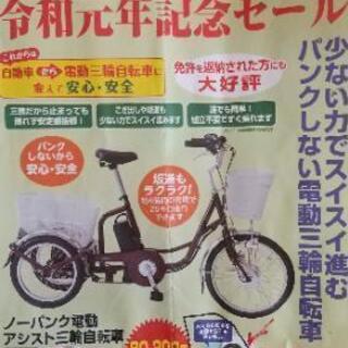 ノーパンク電動アシスト三輪自転車