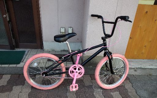 [FUN]20吋 BMXクルーザーバイク シングル/ブラックｘピンク